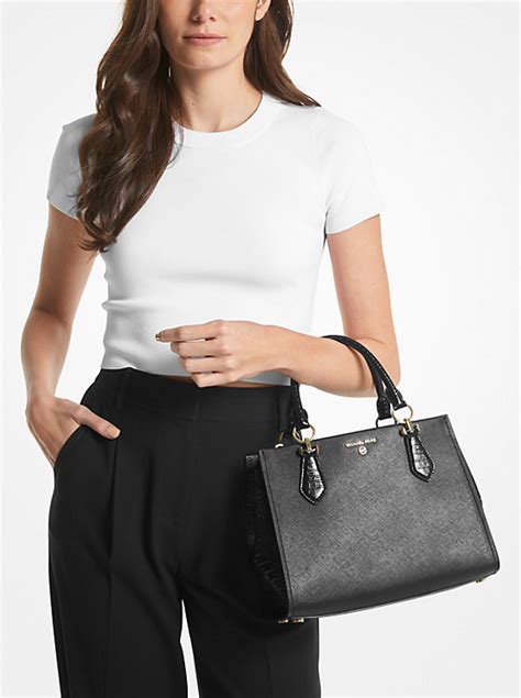 michael michael kors saffiano small satchel|Michael Kors marilyn medium saffiano.